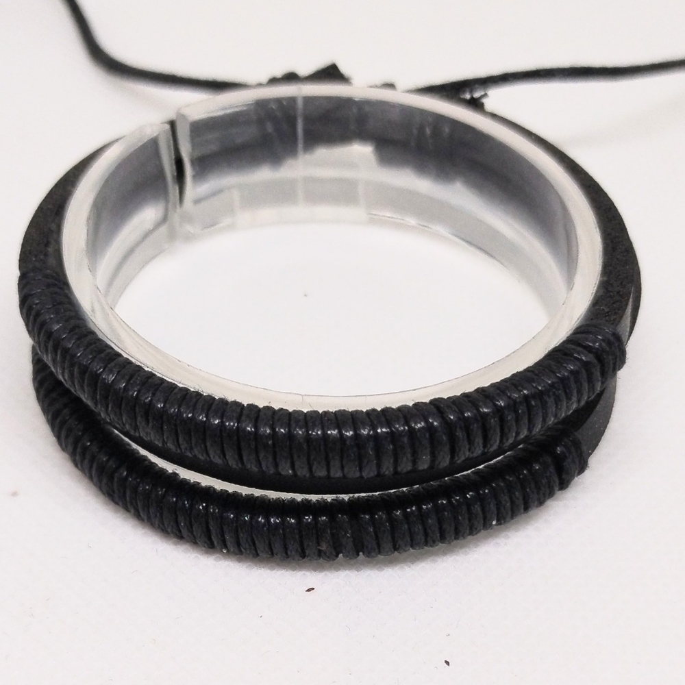 Men's Bracelet Leather Layered Black New f68